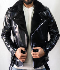 Biker Style Black PU Leather Jacket