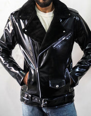Biker Style Black PU Leather Jacket
